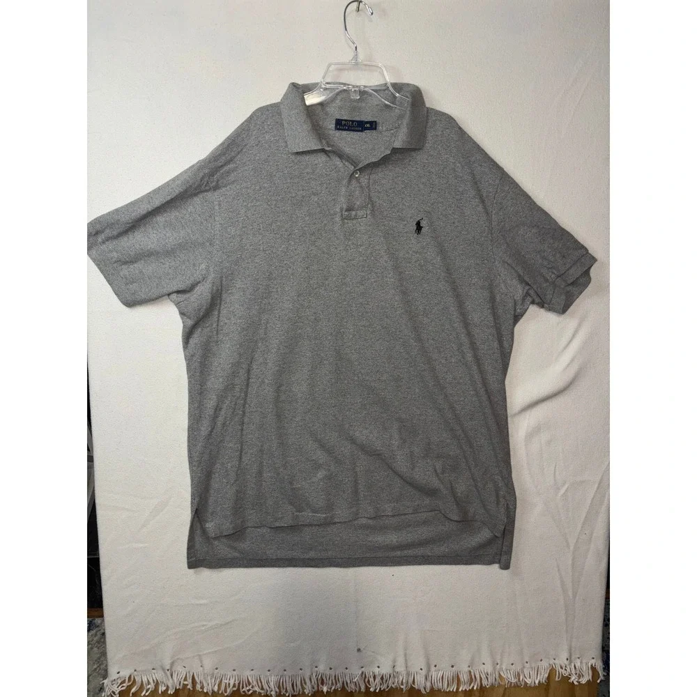 Polo Ralph Lauren Mens XXL Gray‎ Short Sleeve Pique Cotton Pony Logo Polo Shirt